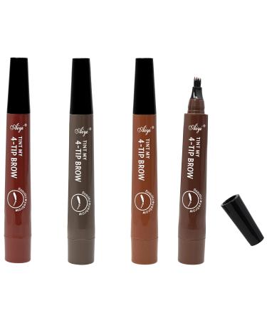 FReed Blue Eyebrow Pen - Microblading Eyebrow Pencil with a Micro-Fork Tip - Waterproof and Smudge Proof Natural Looking Brows for Professional Look (Dark Brown Tone)