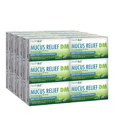 HealthA2Z Mucus Relief DM | Dextromethorphan HBr 20mg & Guaifenesin 400mg | Cough & Chest Congestion Relief | 24 Packs of 20 Caplets (480 Total) | Value Pack