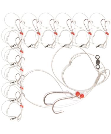 Uncle Mos Sea Bass Fishing Rigs for Saltwater - 1, 5 &10 Pack Options - Hi/Lo  Mustad Size 3/0 Bait Hook - 60lb Heavy Duty - Hand Tied - Fluke & Porgy with 80lb Swivel & Sinker Loop at The Bottom