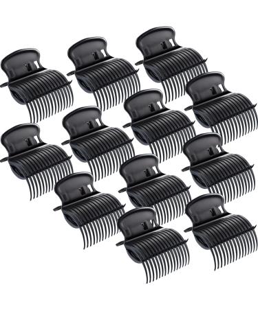 Hot Roller Clips Hair Curler Claw Clips Replacement Roller Clips for Women Girls Hair Section Styling (12 Pieces, Black)
