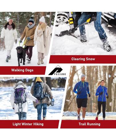 PeCube Ice Cleats for Shoes and Boots - 20 Stainless Steel Spikes - Anti-Slip Traction Cleats for Light Hiking, Trail Running, Ice Fishing - Black (Small) - Men Women Kids - Buy Online on GoSupps.com