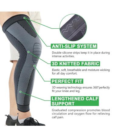 Beister Full Leg Sleeve Knee Braces for Pain Relief - Compression Support for Meniscus Tear ACL Arthritis & Joint Pain - Sports Use - X-Large (Black) | International Shipping - Buy Online on GoSupps.com