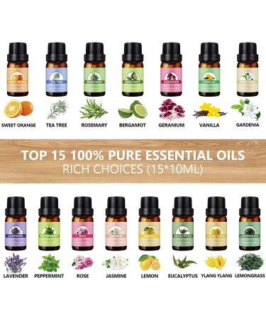 500ml Oil Diffuser with 15x10mL Essential Oils | Aromatherapy Diffuser for Large Room | 2 Mist Modes, 4 Timers, 7 Ambient Lights | Waterless Auto Off | Home & Office Aroma Diffuser (Log Color) - Buy Online on GoSupps.com