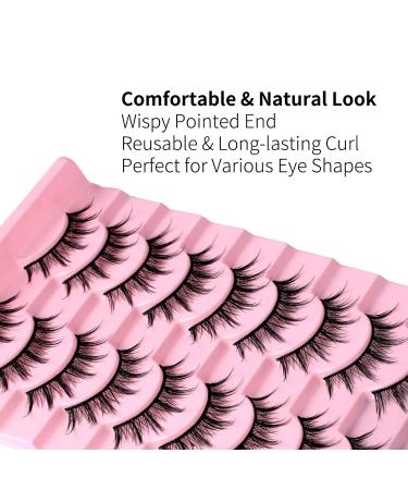 Manga Lashes: Natural Look False Eyelashes - 10 Pairs Soft & Reusable Asian Fake Eyelashes by Canvalite - Anime Style Alice-10pr - Buy Online on GoSupps.com