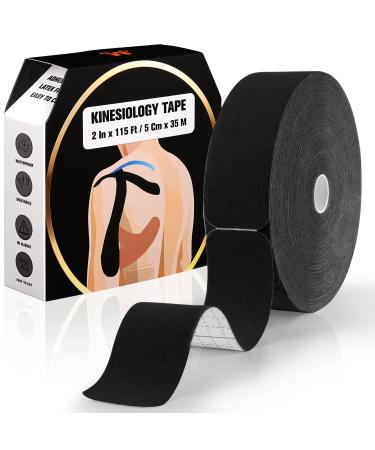 Pro Kinesiology Tape Precut Bulk - 115Ft Athletic Kinesiology Tape for Muscle Pain Relief - Therapeutic Support for Knee Wrist Back  Shoulder-140 Precut Strips (2 x 10 inches)-Black - Buy Online on GoSupps.com