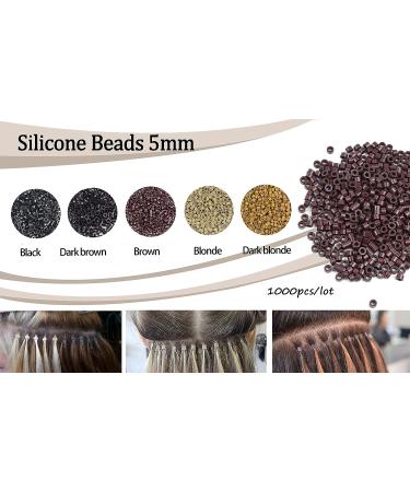 1000 Pcs Silicone Lined Micro Rings Links Beads for Hair Extensions Tool - Black, Dark Brown, Brown, Dark Blonde, Blonde - Buy Online on GoSupps.com