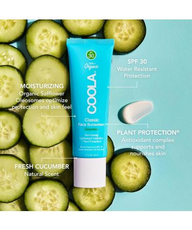 COOLA Organic Face Sunscreen SPF 30 Sunblock Lotion - Daily Protection, Dermatologist Tested, Vegan, Gluten Free - Cucumber 1.7 Fl Oz - Buy Online on GoSupps.com