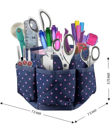 SINGER Sewing Storage Desktop Spinner in Navy with Pink Polka Dots - Buy Online on GoSupps.com