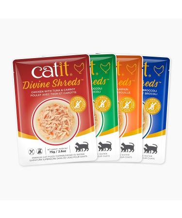 Catit Divine Shreds Wet Cat Food Toppers Chicken Multipack + Tuna Multipack 75 g Pack of 24 Retail Units Pet Food+ Cat Food - Buy Online on GoSupps.com