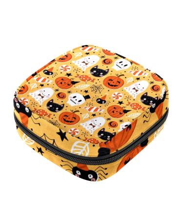 Sanitary Napkin Storage Bag Halloween Pumpkin Menstrual Cup Pouch Nursing Pad Holder Tampon Bags Feminine Product Pouches Portable Period Kit Bag Color 7