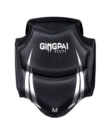 GINGPAI BOXING Body Protector Chest Guard Kickboxing Martial Arts Muay Thai MMA Armour black Medium