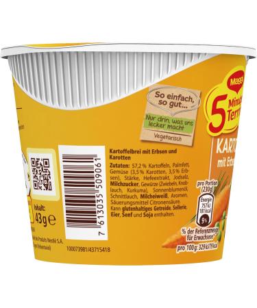 Buy Maggi 5 Minute Terrine Mashed Potatoes with Peas & Carrots - 8 Pack (43g Each) | Quick & Delicious International Shipping - Buy Online on GoSupps.com
