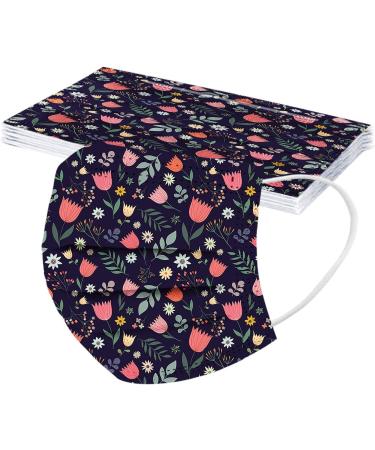 10PC Disposable Face_Masks Flower Print 3 Ply Breathable Face_Cover Flower Women Fashion Face Covering Protections Multicolor-2 As shown - Buy Online on GoSupps.com