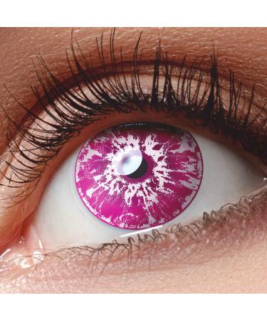 Colored contact lenses 1 pair of pink Ice pink (2 pieces).Top quality for Halloween Mardi Gras Fastnacht Carnival Halloween free contact lens container without strength