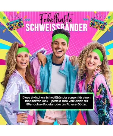 Welding Band & Headband Set - Neon 80s Outfit Accessories for Women | Fun Runs Team Building Pride Parties & Sports - Buy Online on GoSupps.com