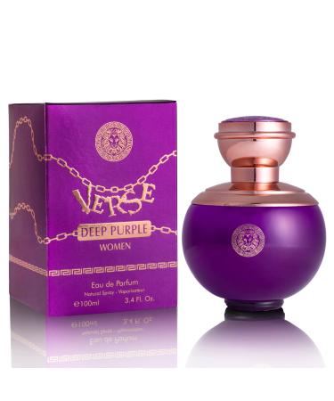 Verse Deep Purple for Women EDP 3.4 fl Oz Top Notes of Pear Bitter Orange & Bergamot Mahonial Flowers Freesia & Pomarose Blend of Sweet Fruits Fresh Florals & Warm Woods Elegant 100ml Bottle