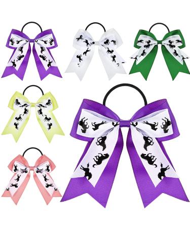 10 Pieces Horse Hair Accessories Horse Hair Ties Multi Colored Hair Bows for Horse Shows Cowgirl Ribbon Tie Equestrian Hair Elastics No Crease Ponytail Holders