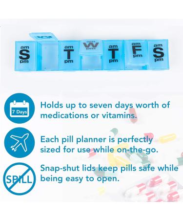 Apex 7 Day XXL Twice-A-Day Weekly Pill Organizer | Easy-Open See-Through Lids | Organize Medication & Vitamins | Assorted Colors - Buy Online on GoSupps.com