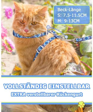 Supet Adjustable Cat Dishes with Leash - Outbreak-Proof Perfect for Large & Small Cats Kitten Dishes Set for Walking - Blue (M: Chest Size 28-48cm) - Buy Online on GoSupps.com