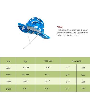 LANGZHEN Beach Sun Protection Hat for Baby Girls - Adjustable Wide Brim Toddler Kids Hat with Chin Strap - Black Shark-Blue - 2-4 Years - Buy Online on GoSupps.com