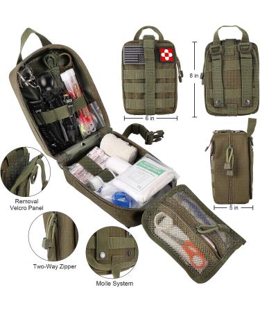 216 Pcs Survival First Aid Kit - Professional Gear for Emergency Hiking, Hunting, Camping - Green - Buy Online on GoSupps.com