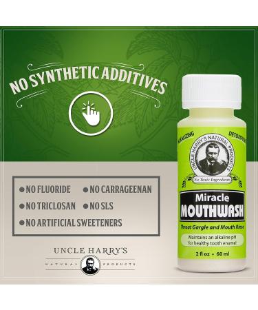 Uncle Harry's Natural Alkalizing Miracle Mouthwash - pH Balanced Oral Care for Adults & Kids (2 fl oz) - Buy Online on GoSupps.com