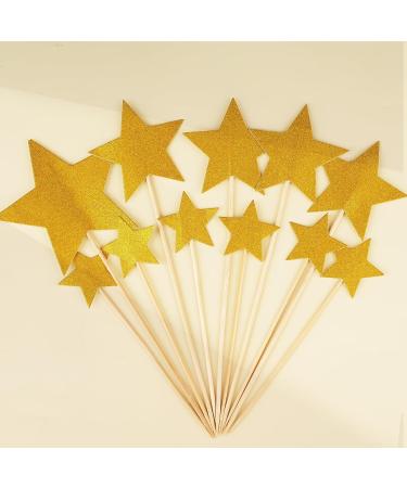 56Pcs Cake Topper Star Glitter Cupcake Toppers Gold Cake Decorations for Boys Girls Birthday Wedding Engagement Baby Shower Anniversary Party Decoration Mixed Size - Buy Online on GoSupps.com