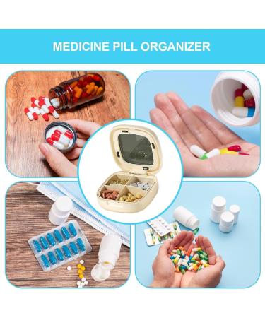 Dorugage Pill Box | Weekly Pocket Pill Organizer Travel Pill Dispenser Pocket-Sized Travel Pill Holder Compact Double Sealing Weekly Pill Organizer Lightweight Personal Medicine Container for Pills 4 Grid Cream White - Buy Online on GoSupps.com