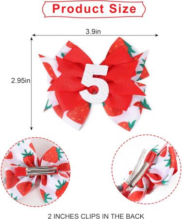 Strawberry Bow Hair Clips - Girls 5th Birthday Party Decoration Berry Sweet 5th Birthday Bow Hair Clips Sweet Girls Red Bow Hair Accessories (StrawberryBow5) - Buy Online on GoSupps.com