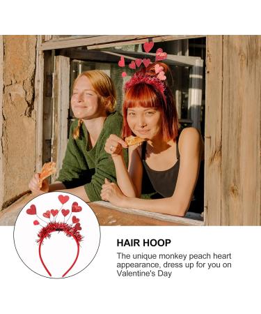 Red Heart Head Bopper Headband Sequin Headband with Tinsel Heart Headband for New Year Holiday Wedding Birthday Party Valentines Day 1pc - Buy Online on GoSupps.com