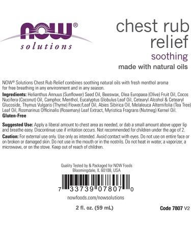 Now Solutions Chest Rub Relief - Soothing & Warming Natural Oils with Menthol Aroma - 2-Ounce - Buy Online on GoSupps.com