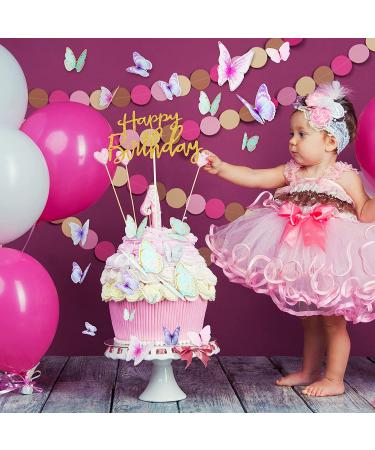 60 Blue Purple Butterfly Cake Toppers with Happy Birthday Topper | 3D Mixed Size Color Decoration Set for Birthday & Wedding Party Supplies - Buy Online on GoSupps.com