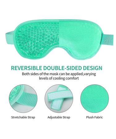 Gel Eye Mask + Silk Sleep Mask: Hot/Cold Therapy for Puffy Eyes, Dark Circles, Headaches - Adjustable Strap & Reusable (Light Green) - Buy Online on GoSupps.com