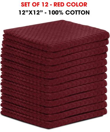 TALVANIA Dishcloths for Kitchen Cotton Terry Dish Cloths 12 Pack Soft and Absorbent Cleaning Dish Rag 12 X 12 Small Dish Towels (Red) - Buy Online on GoSupps.com
