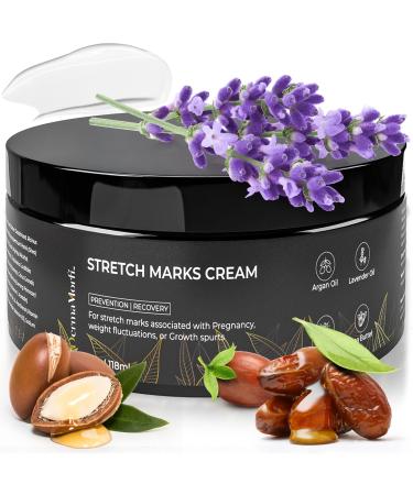 Stretch Marks Cream for Pregnancy - Natural stretchmarks Moisturizer with Argan Lavender Jojoba Shea Butter - Vitamin-Rich Vegan-Friendly (4 Oz) - Best Gift For Pregnant Women Skin Care