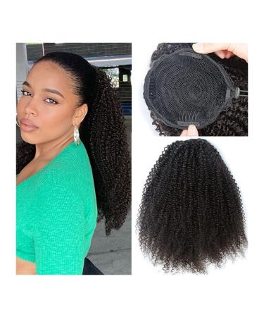 Hair Bun 12-26 Inches Afro Curly Ponytail Hair Extensions with Drawstring Hair Comb Wig Brazilian Real Hair for Black Women Hair Extension Hair Piece (Color : Black Size : 16Inch 100g) 16Inch 100g Black