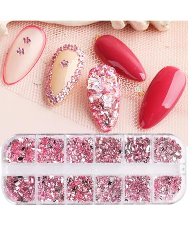 Nail Art Gems Nail Gems 2 Plates Rhinestones for Nail Art 2 Colors 12 Grids Different Shape 3D Nail Art Gems with Rhinestone Picker Dotting Pen for Beginners Nails Salon Craft Style1 red - Buy Online on GoSupps.com