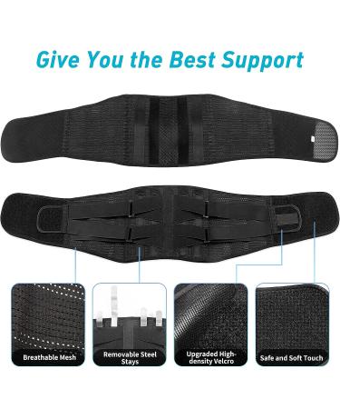 Lumbar Support Back Brace for Men and Women - Relief from Lower Back Pain, Herniated Disc, Sciatica, Scoliosis - Max Support with Steel Stays - Ideal for Heavy Lifting - Size L(42.3-57) - Buy Online on GoSupps.com