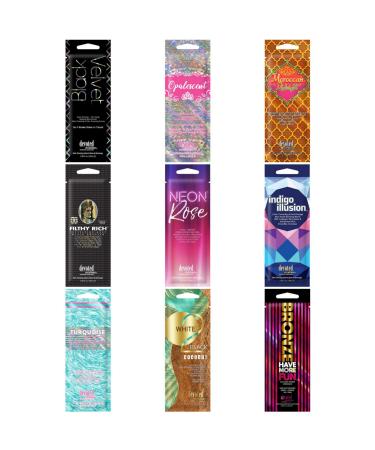 10 New Assorted Indoor Tanning Packets, A Grab Bag of DEVOTED CREATIONS Premium Lotions, (Devoted Creation Packets may be different from those shown in sample photo)