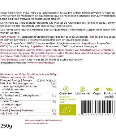 Terra Elements Organic purple corn powder 250g I 100% pure I vegan I raw quality - Buy Online on GoSupps.com