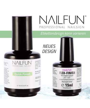Nailfun UV Quick Finish 15ml - High-Gloss Sealing Gel for Gel Nails Acrylics & Shellac - No Sweat Layer Flexible & Thin-Flowing Gel - Buy Online on GoSupps.com
