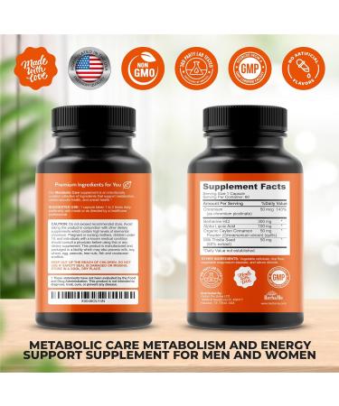 HerbaMe Berberine Supplement with Ceylon Cinnamon Chromium Alpha Lipoic Acid Metabolic Care Supports Metabolism & Cardiovascular Health and Immune System Helps Maintain Steady Energy Levels - Buy Online on GoSupps.com