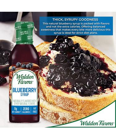 Walden Farms Blueberry Sugar Free Syrup - 0g Net Carbs, Calories, Fat, Gluten | Kosher Certified | 12 oz Bottle (2 Pack) - Buy Online on GoSupps.com