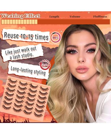 Goddvenus Lashes Natural False Eyelashes Fluffy 5D Russian Strip Lashes16mm Cat Eye Lashes Fake Lashes Fluffy 14 Pairs CC Curl Wispy Eyelash Pack Natural strip lash - Buy Online on GoSupps.com