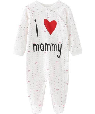 MAMIMAKA Baby Clothes Newborn Onesies Cotton Footed Pajamas 9-12 Months Long Sleeve - Love Daddy & Mommy - Buy Online on GoSupps.com