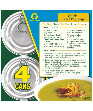 Del Monte Canned Fresh Cut Sweet Peas No Salt Added - 15oz (4 Count) Pack - Buy Now! - Buy Online on GoSupps.com