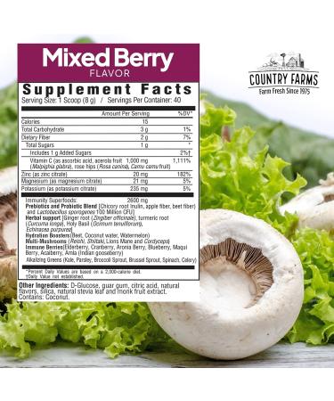 Country Farms Immune Defense Superfoods Drink Mix - Vitamin C & Black Elderberry - Hydration Support with Probiotics & Prebiotics - Berry Flavor - 40 Servings - Buy Online on GoSupps.com