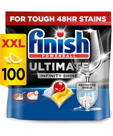 Finish Ultimate Infinity Shine Dishwasher Tablets bulk Lemon 100 Dishwasher Tabs Ultimate Clean and Shine