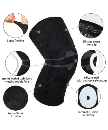 Milaiun Kniebandage - 2 Pack Compression Knee Supports for Men & Women with Stabilizers | XL Dark Gray - Ideal for Arthrosis Meniscus & Strength Sports - Buy Online on GoSupps.com