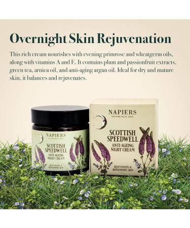 Napiers Speedwell Ageless Night Cream - Anti-Aging & Wrinkle Reduction with Scottish Speedwell Natural Oils & Eye Cream Benefits - 60ml - Buy Online on GoSupps.com